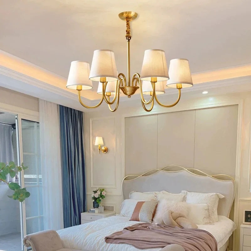 Copper Pendant Chandelier - American Style Hanging Lamp