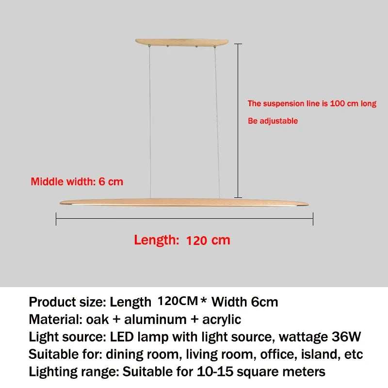 Nordic Wood Pendant Light Linear LED Hanging Lamp