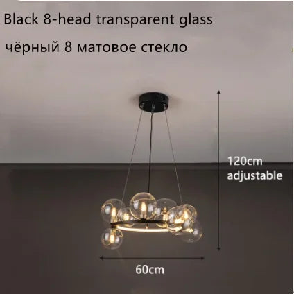 Modern Ring Glass Ball LED Chandelier Iron Frame