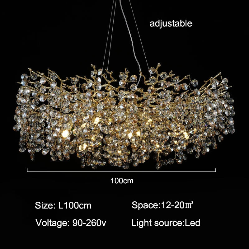 Modern Gold Branch Crystal Chandelier for Dining Room