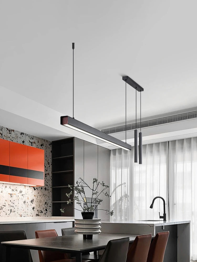 Lámpara colgante lineal minimalista de aluminio negro