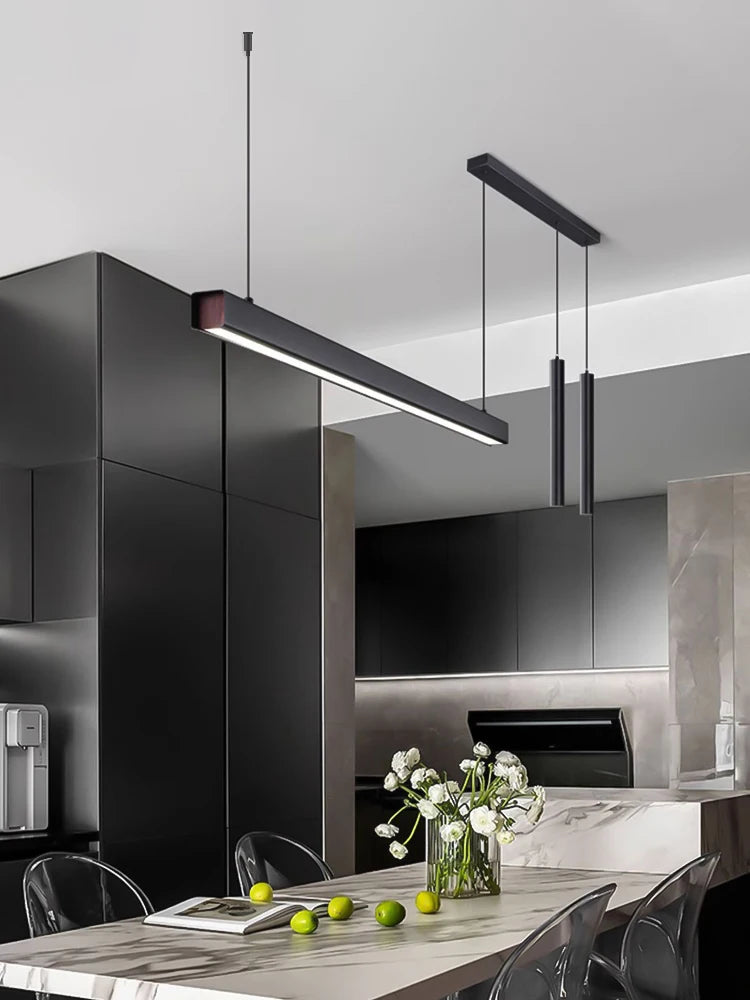 Lámpara colgante lineal minimalista de aluminio negro