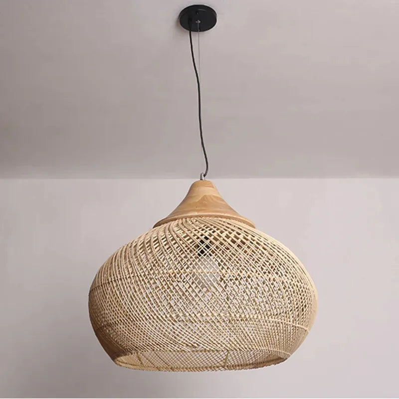 Lámpara Colgante de Ratán Tejida a Mano - Bohemio Wabi Sabi