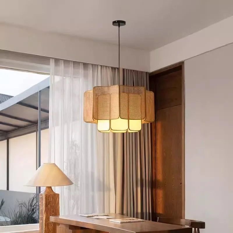 Bohemian Rattan Pendant Light for Dining Room