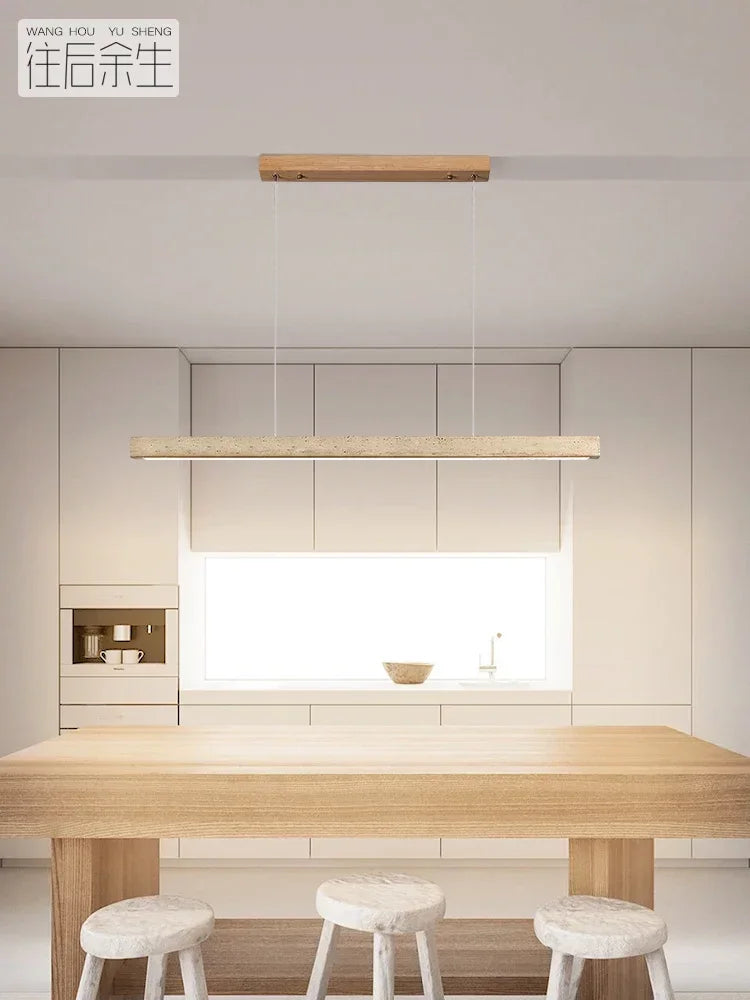 Minimalist Wood Stone Pendant Light for Dining