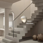 Wabi Sabi Organic Sculpted Pendant Light in White and Gray for Staircase