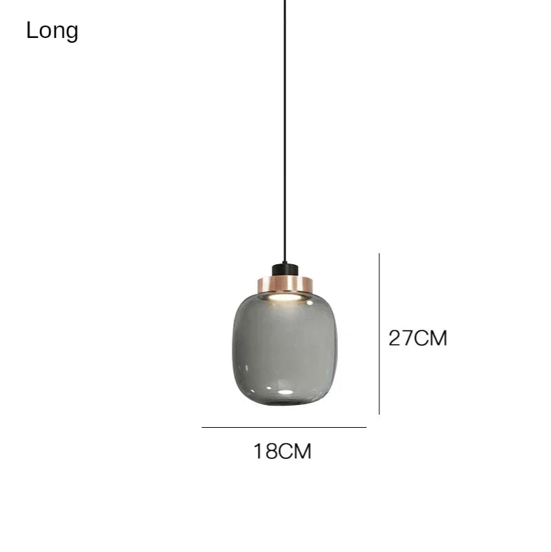 Nordic Glass Pendant Light with Copper Accent