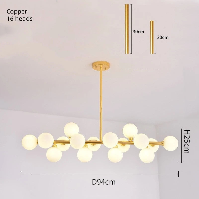 Candelabro Anillo Escandinavo con Lámpara Colgante de Bola de Cristal para Sala de Estar y Comedor