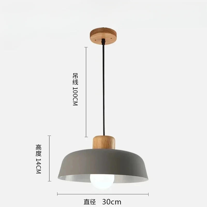 Lámpara Colgante Nórdica de Madera y Metal para Comedor