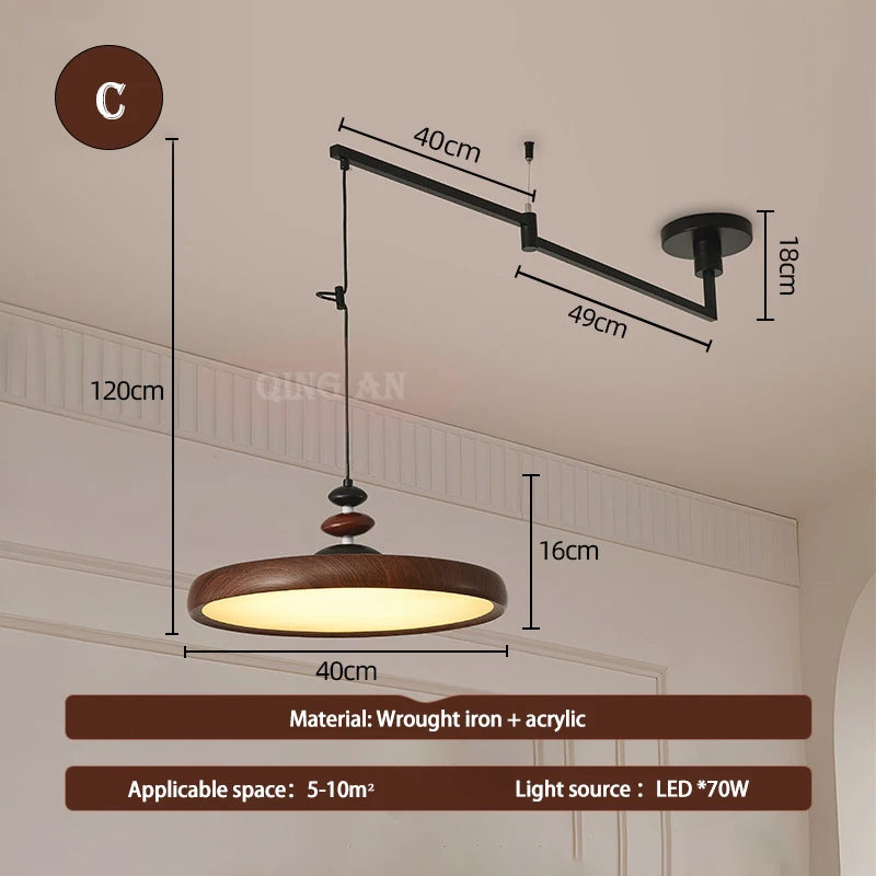 Retro Iron Pendant Light with Copper Shade