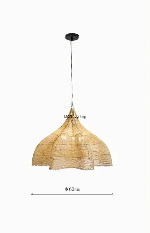 Lámpara Colgante de Ratán Retro - Diseño Wabi-Sabi