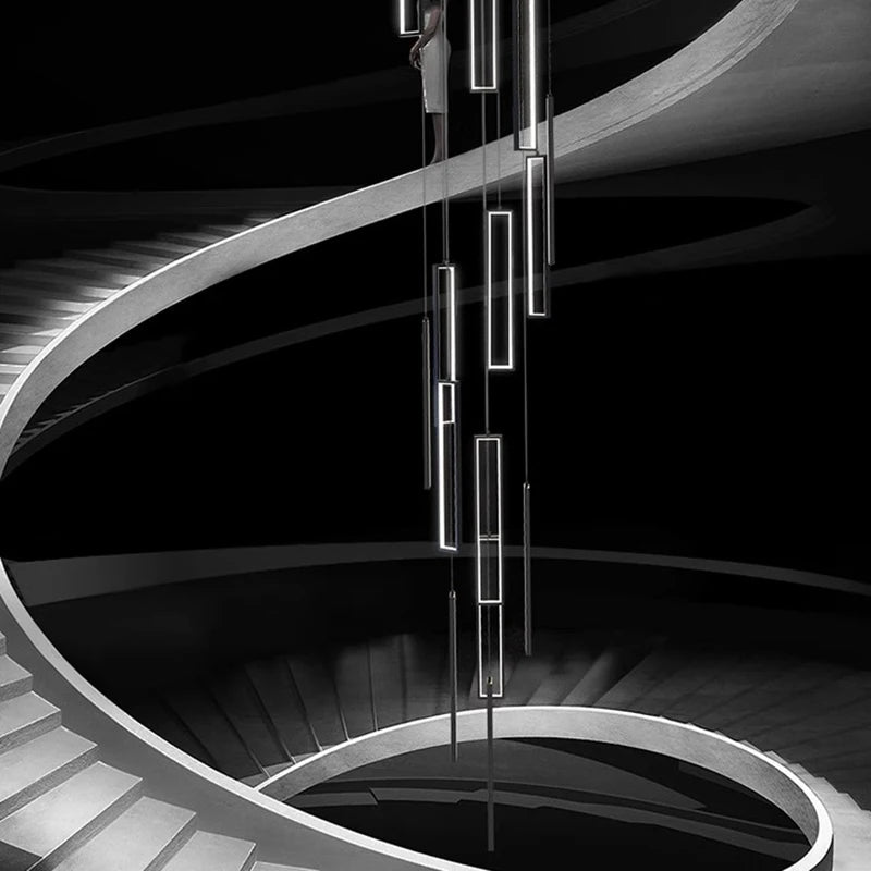 Minimalist Gold Hanging Pendant Light for Stairwell