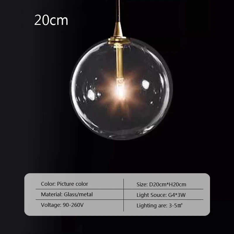 Nordic Brass Glass Pendant Light for Dining Room