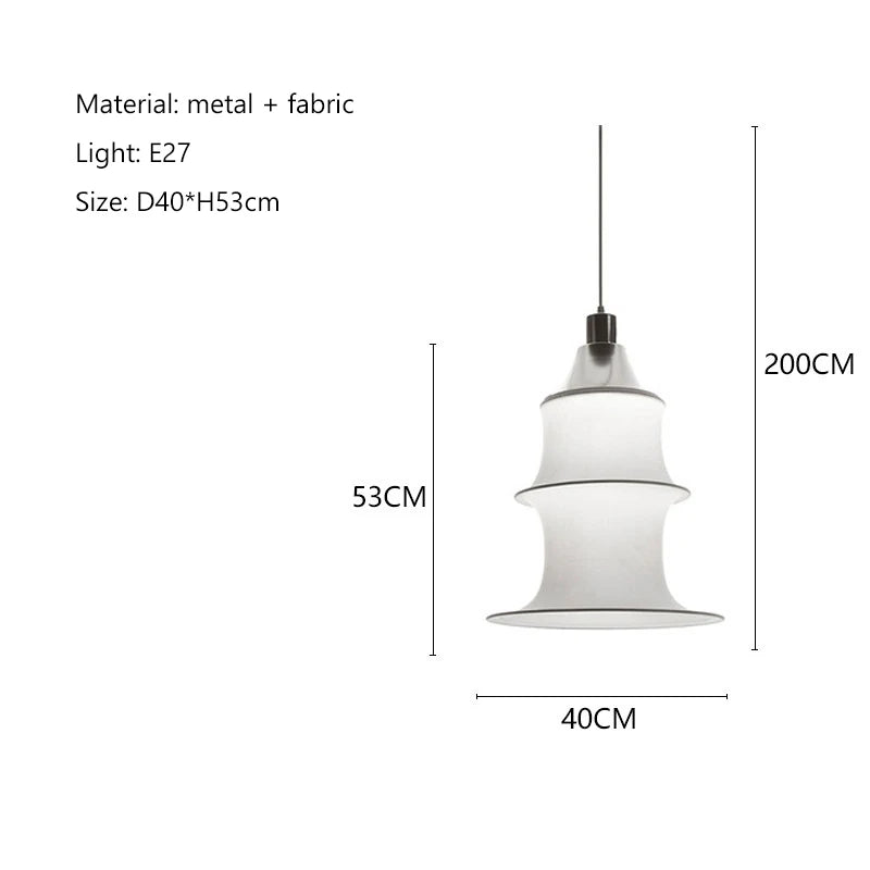 Wabi Sabi Silk Pagoda Column Pendant Light for Staircase and Loft