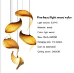 Lámpara colgante de madera japonesa, diseño plisado hecho a mano