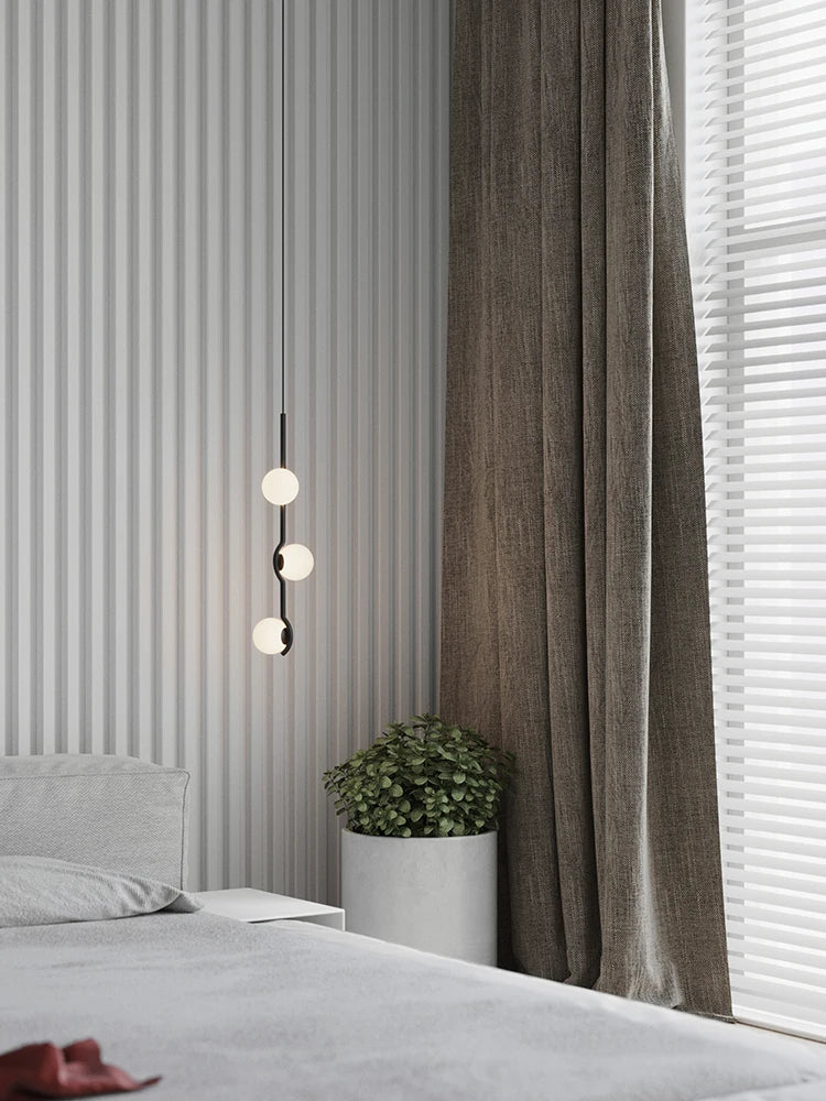 Lámpara colgante minimalista de hierro y cristal para sala de estar