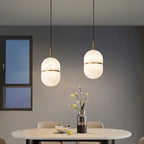 Minimalist Marble Pendant Light with Copper Accent