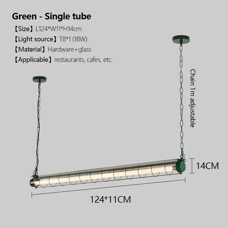 Industrial Iron Pendant Light Long Bar LED Hanging Lamp