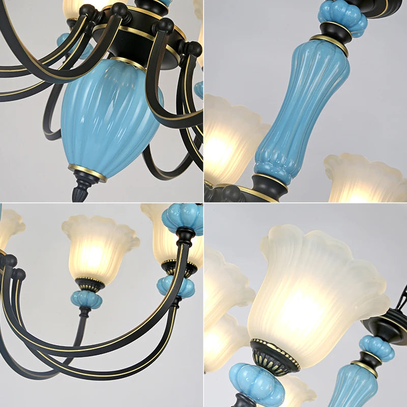 Retro Rustic Ceramic Chandelier Dining Room