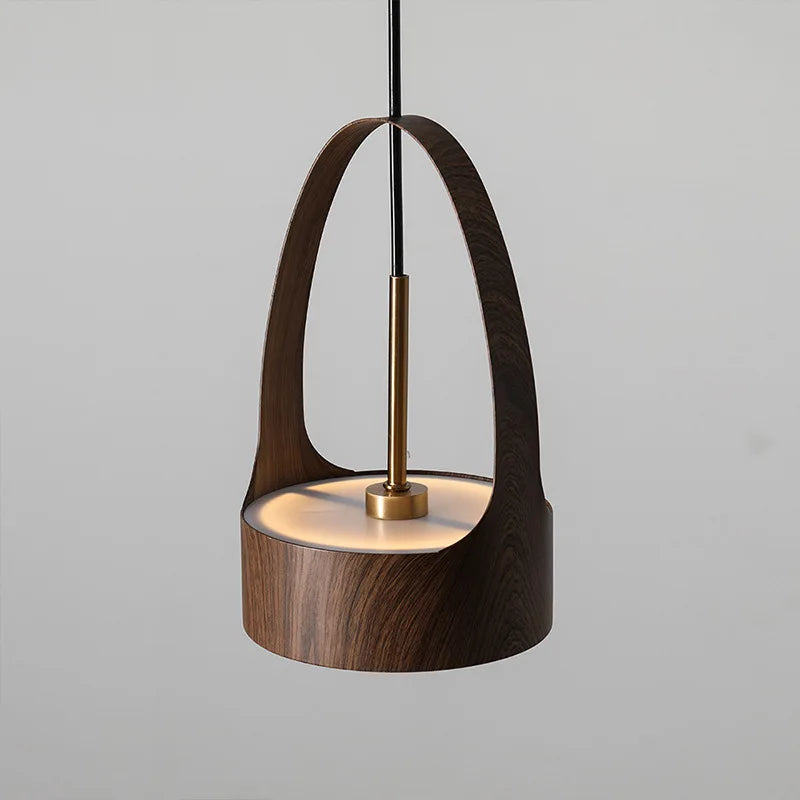 Lámpara colgante de grano de madera nórdica para dormitorio