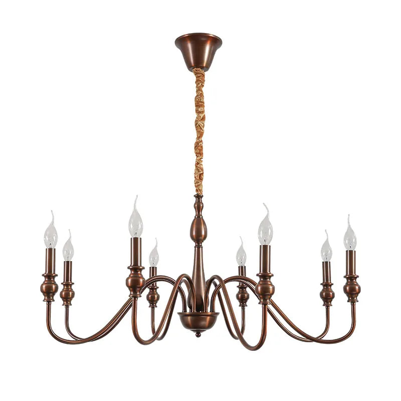 Black Iron Candle Chandelier Crystal Accents