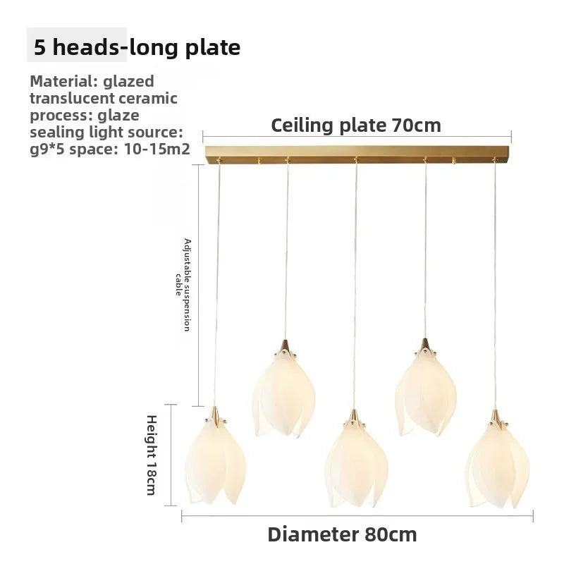 Nordic Ceramic Petal Pendant Light for Dining Room