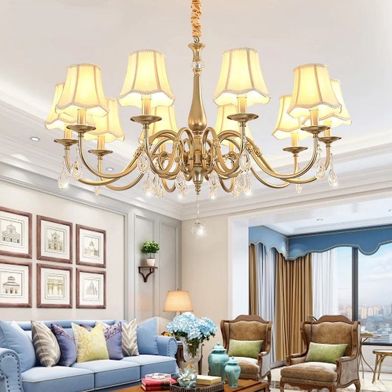 Gold Crystal Chandelier Pendant Light for Living Room