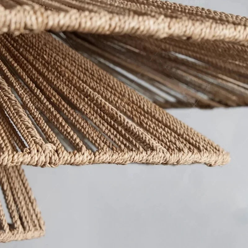 Araña de imitación de ratán para decoración de hotel, restaurante, casa rural, hecha a mano, estilo japonés Wabi Sabi, vintage.