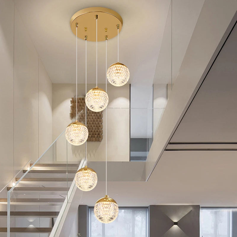 Modern Crystal Glass Pendant Light for Staircase
