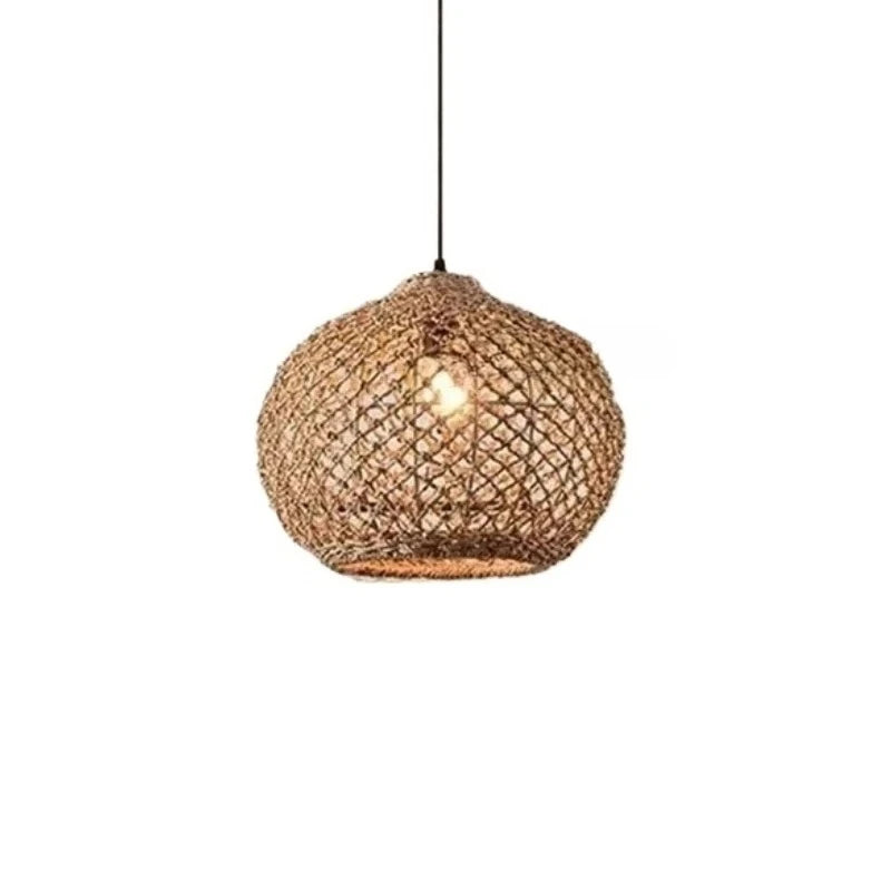 Bohemian Rattan Woven Pendant Light for Dining