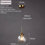Lámpara colgante nórdica de cristal y metal para comedor