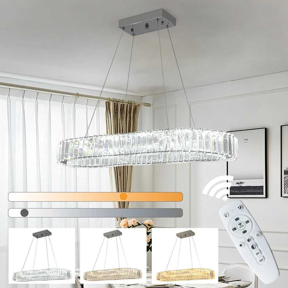 Modern Crystal Oval LED Chandelier Ceiling Lamp