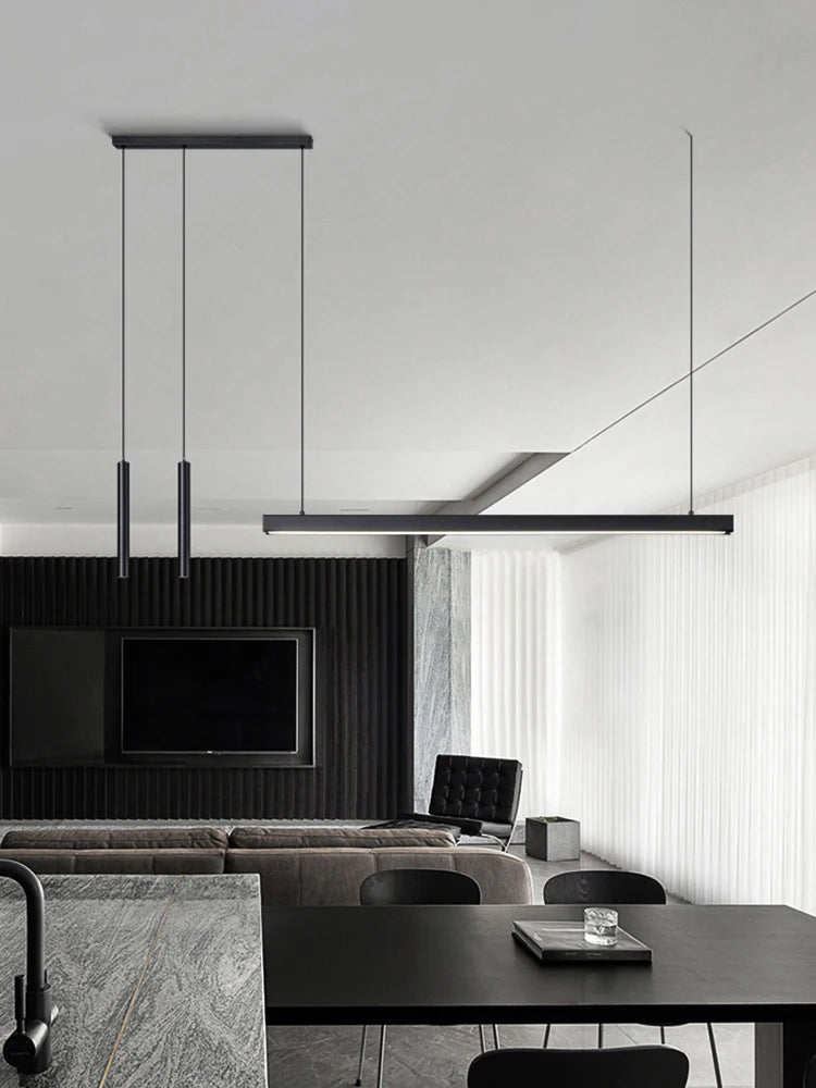 Lámpara colgante lineal minimalista de aluminio negro
