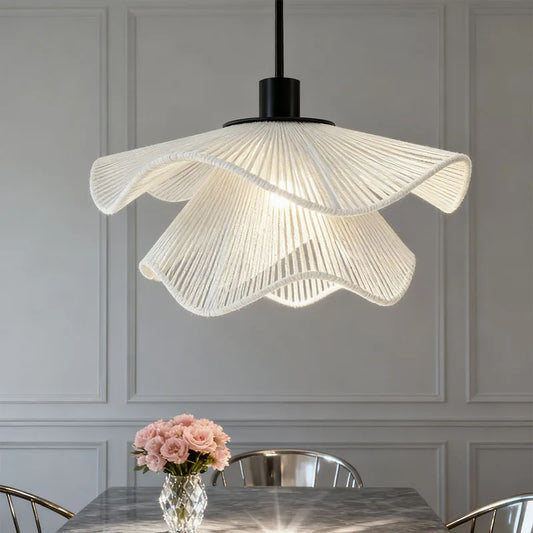 Bohemian Rattan Pendant Light - Flower Design