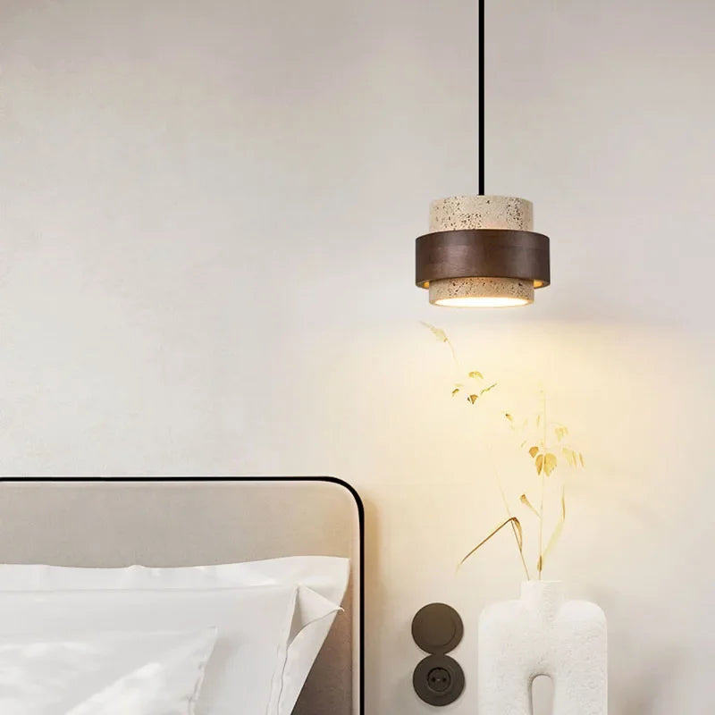 Nordic Wood Stone Pendant Light for Dining Room
