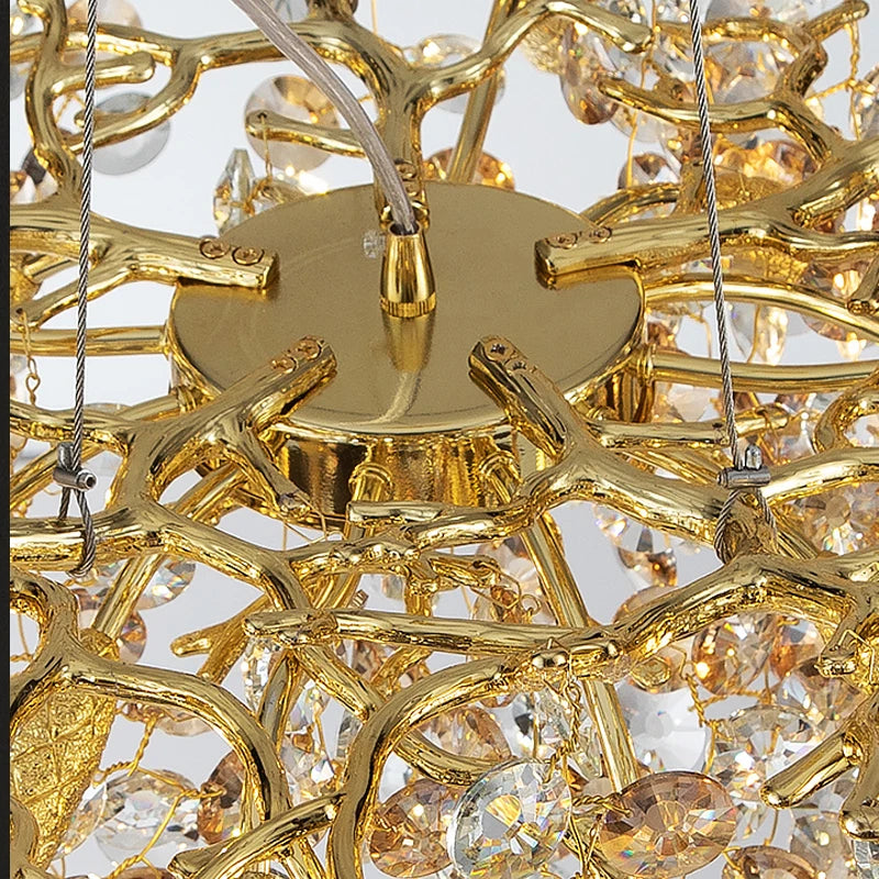 Modern Gold Branch Crystal Chandelier for Dining Room