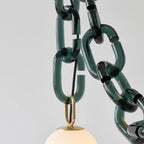 Art Deco Glass Chain Swag Pendant Light with Opal Globes for Dining Room