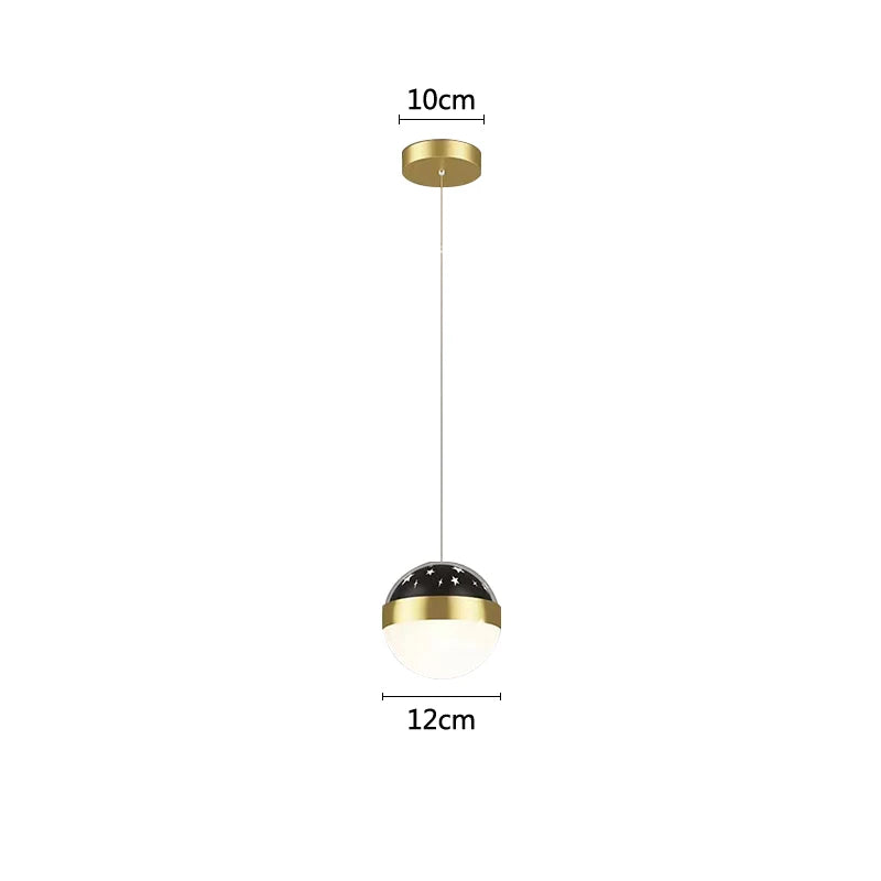 Nordic Iron Moon Star Pendant Light for Bedroom