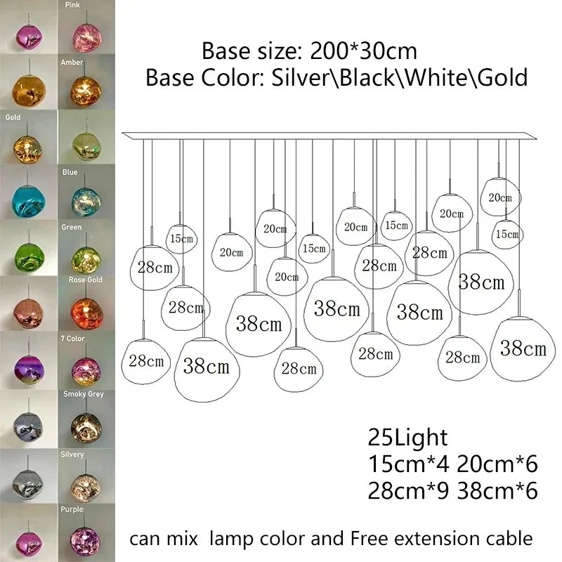 Nordic Glass Pendant Light - Lava Design Hanging Lamp
