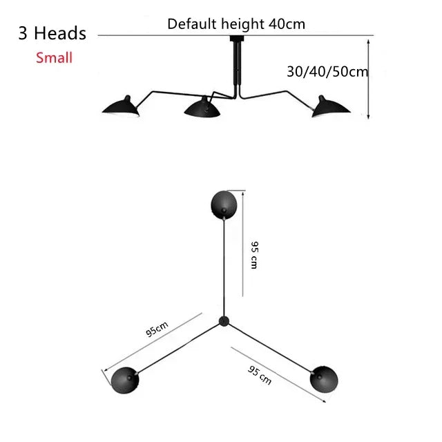 Mouille Ceiling Lamp Nordic Spider Pendant Light Multi 3/6heads for Living Room Bedroom Black Luminaire Home Decor