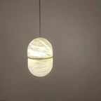 Minimalist Marble Pendant Light with Copper Accent