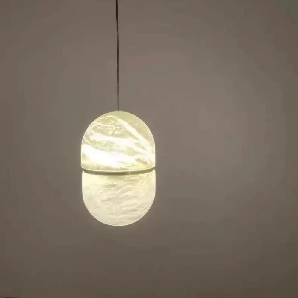 Minimalist Marble Pendant Light with Copper Accent