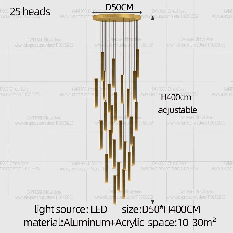 Minimalist Aluminum Pendant Light for Staircase