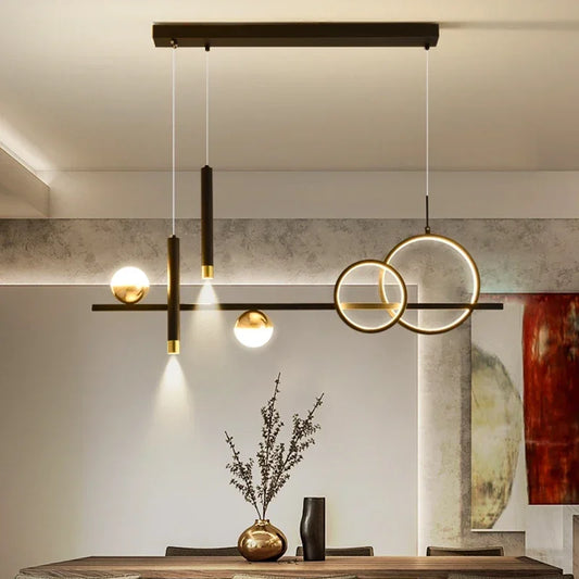 Minimalist Iron Pendant Light with Brass Accents