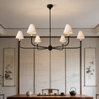Modern Black Chandelier with Fabric Shades