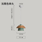 Nordic Wood and Macaron Metal Two Tier Pendant Light for Dining Nook