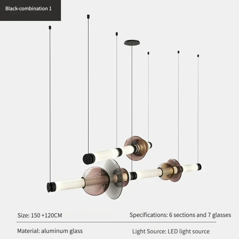Lámpara colgante de cristal minimalista con detalles de latón
