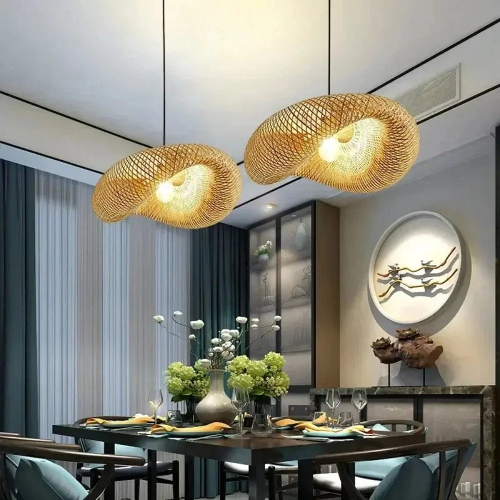 Nordic Rattan Woven Pendant Lamp for Dining Room