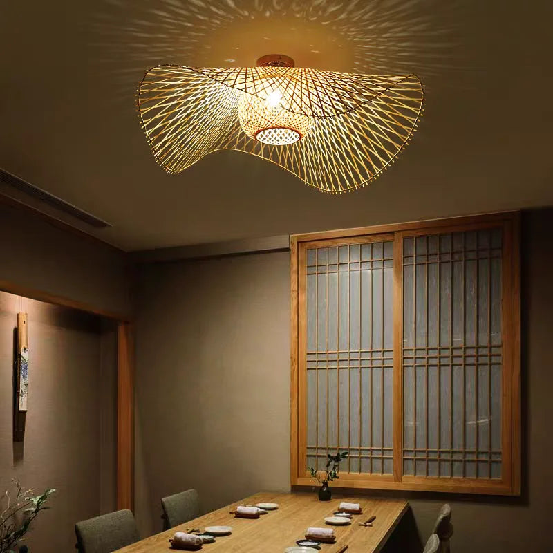 Bohemian Bamboo Pendant Light for Dining Room