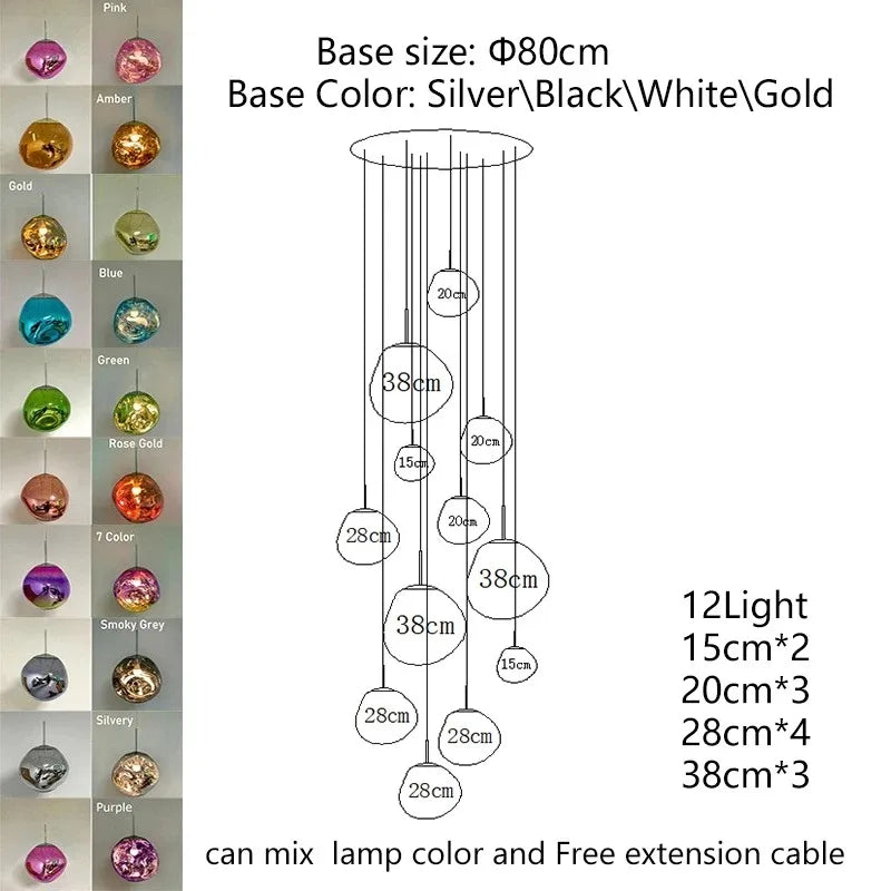 Nordic Glass Pendant Light - Lava Design Hanging Lamp